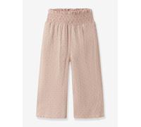 Marlene trousers for girls by LIL'ATELIER MINI with a smocked waist peach