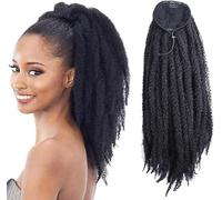 Marley Braids Locs Ponytail Drawstring Ponytail Extension Hairpieces Clip in Braided Loc Ponytail Afro Kinky Curly Clip in Braided Pony Tail Hair Extensions for Black Women (18 inch/45cm, 1B)