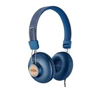 Marley Positive Vibration 2 On Ear Headphones - Foldable headphones, comfortable design, noise isolation, premium sound 40mm driver, microphone, woven cables, sustainable materials - Denim