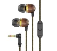 Marley Smile Jamaica Wired Earphones with 9.2mm Driver - Sustainably Crafted Earbuds, Tangle-Resistant Cable, In Ear Headphones with In-Line Microphone for Music & Calls - Brass - AUX