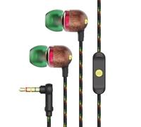Marley Smile Jamaica Wired Earphones with 9.2mm Driver - Sustainably Crafted Earbuds, Tangle-Resistant Cable, In Ear Headphones with In-Line Microphone for Music & Calls - Rasta - AUX
