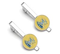 Marlin And Sails Tie Clips for Men Classic Necktie Tie Bar 2 Pack Clasp Clips Gifts for Anniversary Business