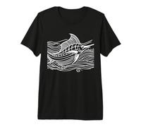 Marlin Deep Sea Fish Line Art Drawing Premium T-Shirt