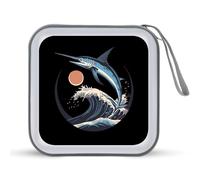 Marlin Fish Jumping Ocean Waves Sunset Portable CD Case Holder 48 Capacity Travel DVD Storage Boxs Wallet Bag