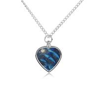 Marlin Fish Ocean Waves Moonlight Ashes Necklace Dog Pet Urn Necklace Heart Cremation Jewelry with Fill Kit