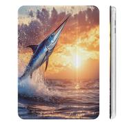 Marlin Fish Sunset Funny Tablet Cases Compatible with iPad Mini Series Pen Holder Clear Shockproof Protective Cover