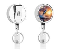 Marlin Fish Sunset Metal Retractable Keychain with Key Rings Reel Badge Holder Clips for Conferences Office