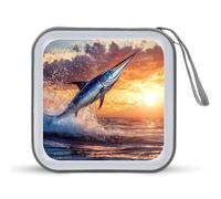 Marlin Fish Sunset Portable Zipper CD Case 40 Capacity DVD Collection Holder for Car Office Home Travel