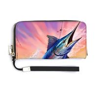 Marlin Fish Swordfish Womens Wristlet Wallet Leather Long Purse Card Holder Clutch Handbag