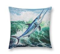 Marlin Leaping Out of Water Cozy Pillow Case Cover Plush