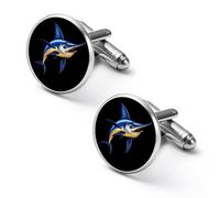 Marlin Swordfish Fish Fashion Cufflinks for Men Classic Shirts Cuff Links Set for Wedding Business 1.7cm