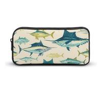 Marlin Tuna Fish Pen Toiletry Bag Pencil Case Box Makeup Pouch Travel Cosmetic Organizer Purse