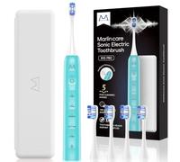 Marlincare Electric Toothbrush for Adults, 48000 VPM Sonic Toothbrush with 5 Cleaning Modes, 4 Brush Heads, Built-in 2-Minute Smart Timer, Travel Case, Rechargeable Toothbrush for 180 Days (Lake)