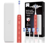 Marlincare Electric Toothbrush for Adults, 48000 VPM Sonic Toothbrush with 5 Cleaning Modes, 4 Brush Heads, Built-in 2-Minute Smart Timer, Travel Case, Rechargeable Toothbrush for 180 Days (Orange)