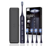 Marlincare Electric Toothbrush, Sonic Toothbrush for Adult - 180 Days Battery, IPX8 Waterproof, 48,000 VPM, 5 Cleaning Modes, Smart Timer, USB-C Charging, Travel Case & 4 Brush Heads (Blue)