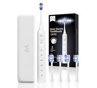 Marlincare Electric Toothbrush, Sonic Toothbrush for Adult - 180 Days Battery, IPX8 Waterproof, 48,000 VPM, 5 Cleaning Modes, Smart Timer, USB-C Charging, Travel Case & 4 Brush Heads (White)