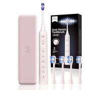 Marlincare Electric Toothbrush, Sonic Toothbrush for Adult - 180 Days Battery, IPX8 Waterproof, 48,000 VPM, 5 Cleaning Modes, Smart Timer, USB-C Charging, Travel Case & 4 Brush Heads (Pink)
