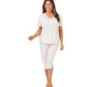 Marlon Diana Soft Jersey Button Front Capri Pyjama, Pink, 12-14