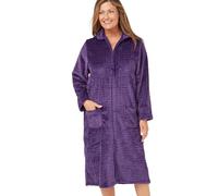 Marlon Dressing Gowns For Women UK | Ladies Dressing Gowns Warm And Cosy | Super Soft Fleece Women's Dressing Gown | Zip Up Bath Robe | Gifts For Women, Purple, 8-10