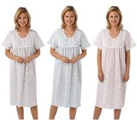 Marlon Ladies Poly Cotton Floral Short Sleeve Nightdresses from 12-26 (16-18, Lilac)
