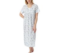 Marlon Ladies Rosabel Short Sleeve Longer Length Nightie, Blue Sprig, 12-14