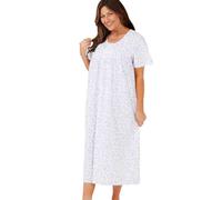 Marlon Ladies Rosabel Short Sleeve Longer Length Nightie, Blue Swirl, 12-14