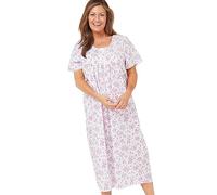 Marlon Ladies Rosabel Short Sleeve Longer Length Nightie, Pink Sprig, 16/18