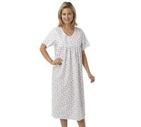 Marlon Ladies Short Sleeved Long Poly/Cotton Nightdress. Blue, Pink or Lilac Floral Print. Sizes 10-12 12-14 16-18 20-22 24-26 28-30 (10-12, Lilac)