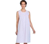 Marlon Ladies Sleeveless Swirl Leaf Print Nightdress - Soft Polycotton Blend with Front Button Placket & Satin Bow Pink 10-12