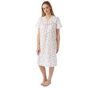 Marlon Ladies V Neck Short Sleeve MN20 Nightie Pink Sprig 10/12