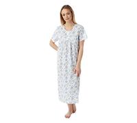 Marlon Ladies Women’s Knee Length Night Shirt Long Nightie Loungewear Nightshirt Nightdress Night Gown (16-18, Blue Sprig)