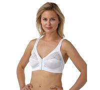 Marlon Ladies Womens Front Fastening Soft Cup Bra Non Wired 34 to 48 B C D DD E | 597 (46 D) White