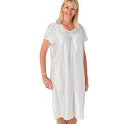 Marlon Penelope Glossy Knitted Easy-Care Short Sleeve Nightdress, Ivory, 20-22