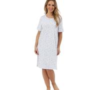 Marlon Women’s Melanie Soft Jersey Nightshirt - Knee Length, Short Sleeve, Comfortable Nightdress with Multiple Print Designs, Harvest Blue, 24-26