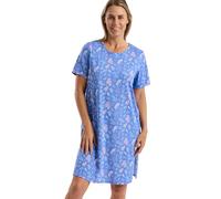 Marlon Women’s Melanie Soft Jersey Nightshirt - Knee Length, Short Sleeve, Comfortable Nightdress with Multiple Print Designs, Autumn Leaf Blue, 24-26
