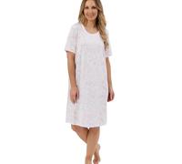 Marlon Women’s Melanie Soft Jersey Nightshirt - Knee Length, Short Sleeve, Comfortable Nightdress with Multiple Print Designs, Sketchy Pink, 12-14