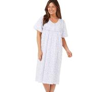 Marlon Womens Beatrice Easy-Care Button Placket Nightdress, Blue Swirl, 16-18