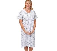 Marlon Womens Beatrice Easy-Care Button Placket Nightdress, Penny Blue, 10-12