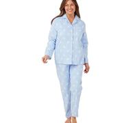 Marlon Womens Blanche Printed Brushed Cotton Piped Revere Collar Pyjama, Blue Leaf, 20-22