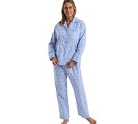 Marlon Womens Blanche Printed Brushed Cotton Piped Revere Collar Pyjama, Pretty Blue, 12-14