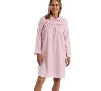 Marlon Womens Candace 40" Cosy Brushed Cotton Printed Nightgown With Collar, Pretty Pink, 8-10