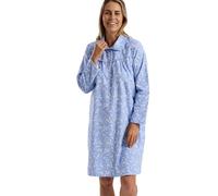 Marlon Womens Candace 40" Length Brushed Cotton Printed Peter Pan Collar Nightgown, Pretty Blue, 12-14