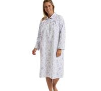 Marlon Womens Candace 45" Length Brushed Cotton Printed Peter Pan Collar Nightgown, Bouquet Lavender, 12-14