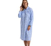 Marlon Womens Candace 45" Length Brushed Cotton Printed Peter Pan Collar Nightgown, Pretty Blue 45, 16-18