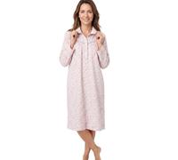 Marlon Women's Candace Brushed Cotton Printed Nightdress | Soft Wincyette, Cosy Collar, Satin Piping, Multiple Length & Print Options