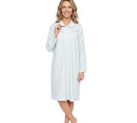 Marlon Women's Candace Brushed Cotton Printed Nightdress | Soft Wincyette, Cosy Collar, Satin Piping, Multiple Length & Print Options