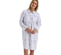 Marlon Women's Candace Brushed Cotton Printed Nightdress | Soft Wincyette, Cosy Collar, Satin Piping, Multiple Length & Print Options