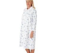 Marlon Womens Candace Cosy Brushed Cotton Printed Nightgown With Collar, Tilly Blue, 20-22