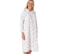 Marlon Womens Candace Cosy Brushed Cotton Printed Nightgown With Collar, Tilly Fuchsia, 16-18