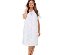 Marlon Womens Carlotta Easy-Care Frill Trim Woven Nightdress, Blue Swirl, 10-12